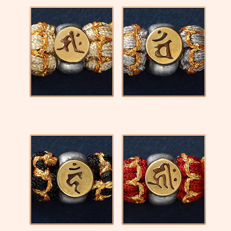 Nimara Ritual Chinese Zodiac Natal Buddha Silver Luck Braided String Bracelet