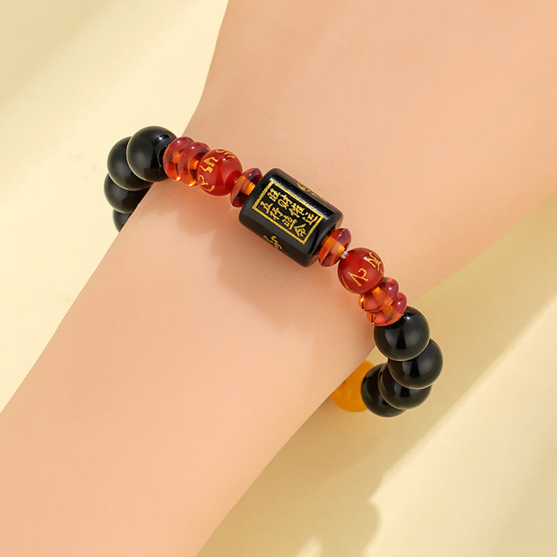 Nimara Ritual Five Elements Black Onyx Red Agate Wisdom Wealth Bracelet