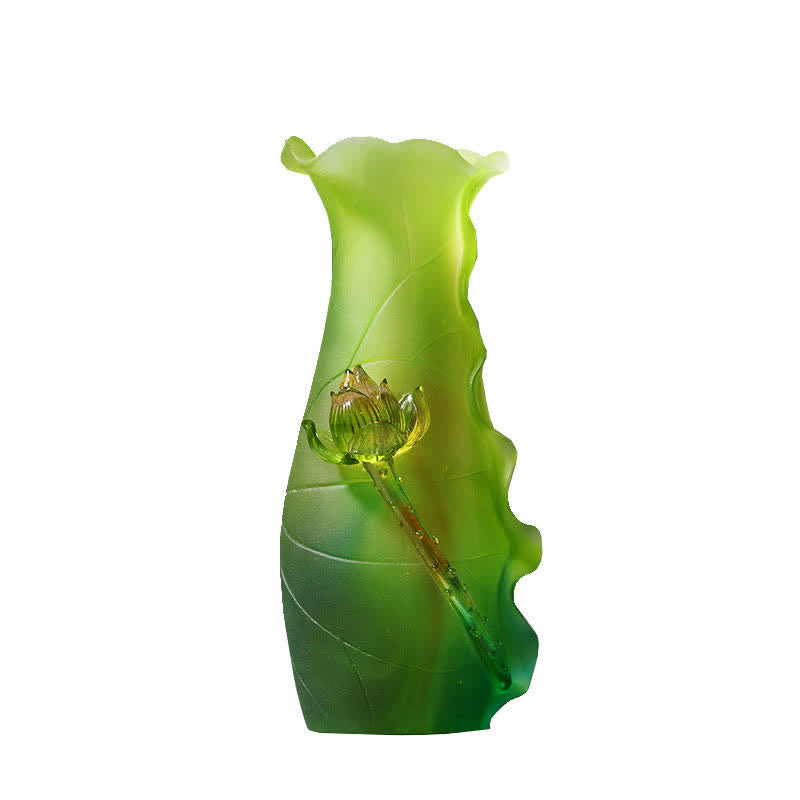 Nimara Ritual Feng Shui Lotus Handmade Liuli Crystal Art Piece Home Office Offering Decoration