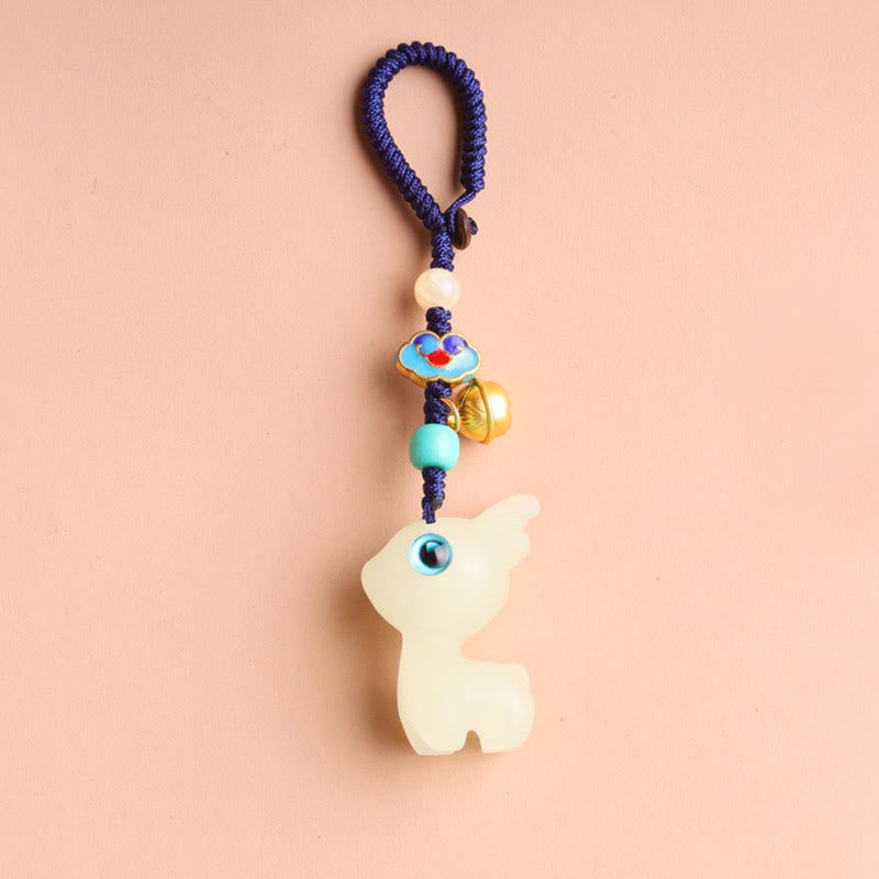 Nimara Ritual Mini Cute Deer Glowstone Luminous Lucky Deer Energy Key Chain Phone Car Hanging Decoration