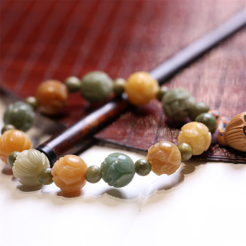 Nimara Ritual Bodhi Seed Lotus Green Sandalwood Wisdom Harmony Bracelet