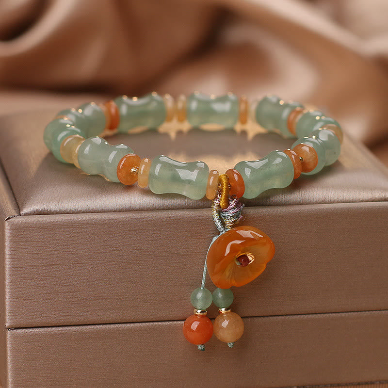 Nimara Ritual Natural Jade Bamboo Flower Pattern Luck Bracelet