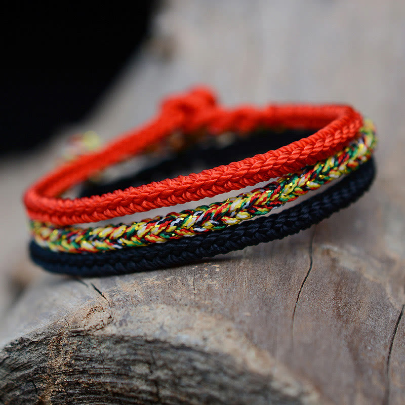 Nimara Ritual Tibetan Handmade Eight Thread Peace Knot Protection Braided String Bracelet