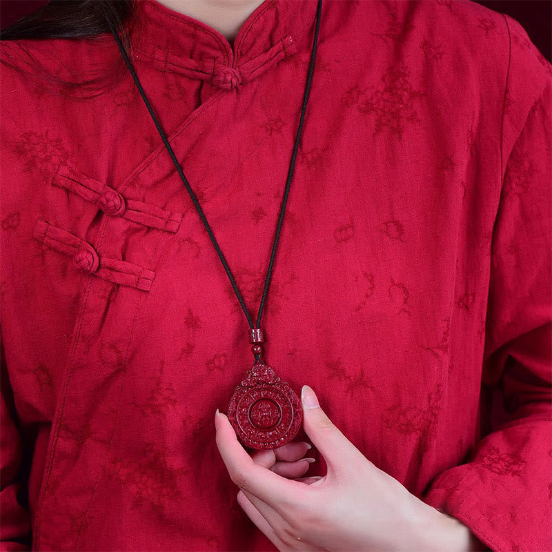 Nimara Ritual Chinese Zodiac Natural Cinnabar Bagua Amulet Keep Away Evil Spirits Necklace Pendant
