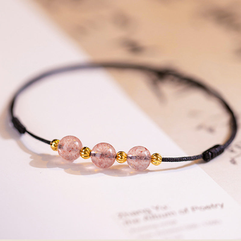 Nimara Ritual Strawberry Crystal Beads Luck Red String Anklet