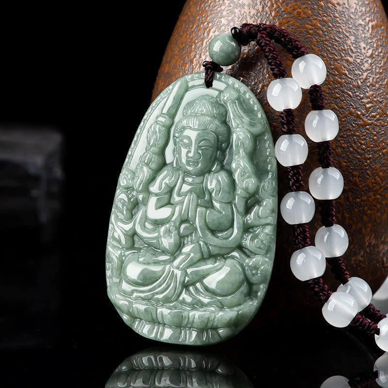 Nimara Ritual Chinese Zodiac Natal Buddha Natural Jade Wealth Prosperity Necklace Pendant