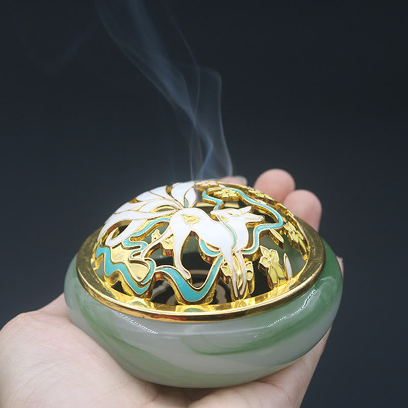 Nimara Ritual Nine Tailed Fox Liuli Crystal Healing Meditation Incense Burner