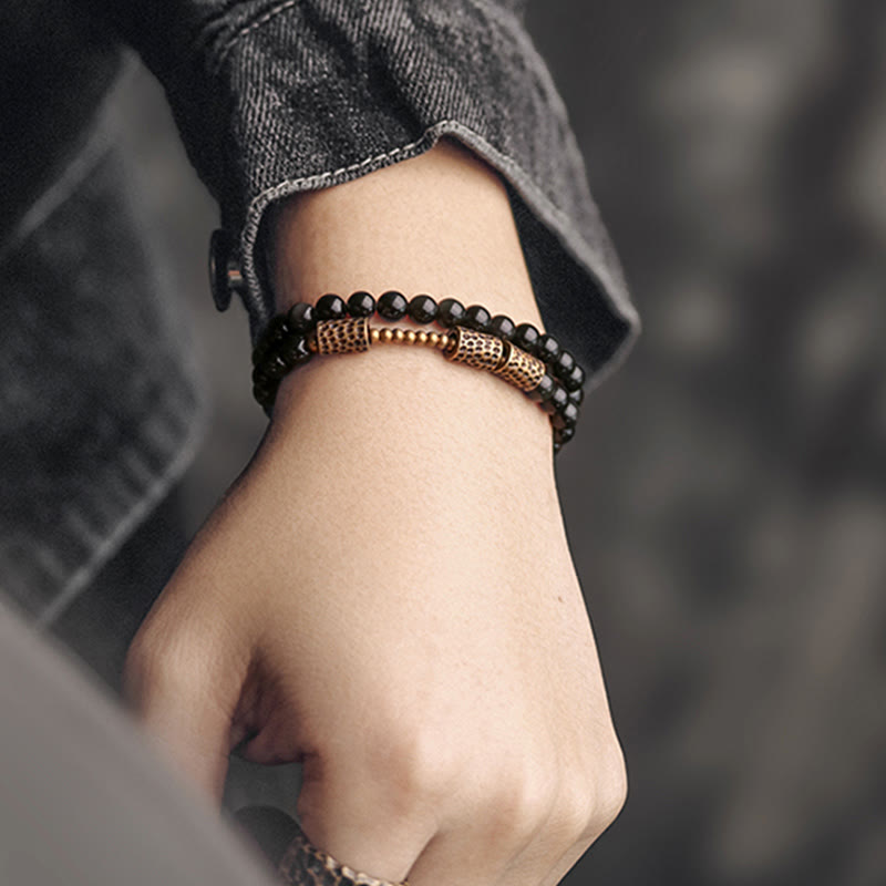 Nimara Ritual Rainbow Obsidian Copper Love Double Wrap Bracelet