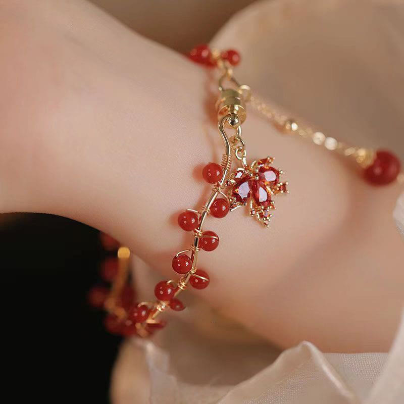 Nimara Ritual Red Maple Leaf Luck Charm Bracelet