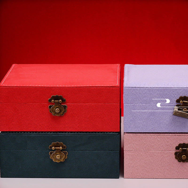 Nimara Ritual Simple Design Jewelry Box Organizer Two-Layer Jewelry Storage Box Flannel Box With Lock