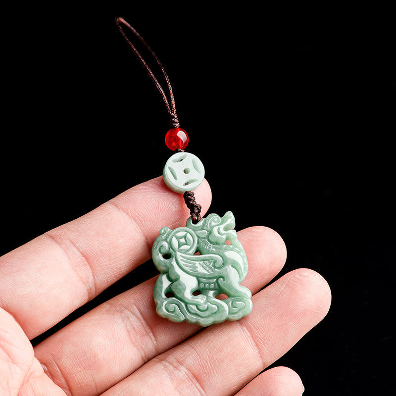 Nimara Ritual Natural Jade Kirin Prosperity Phone Hanging Decoration