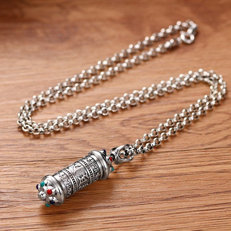 Nimara Ritual Tibetan Om Mani Padme Hum Focus Necklace Pendant