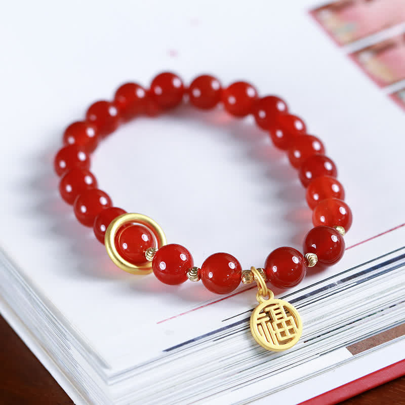 Nimara Ritual Natural Red Agate Blessing Letter Confidence Bracelet