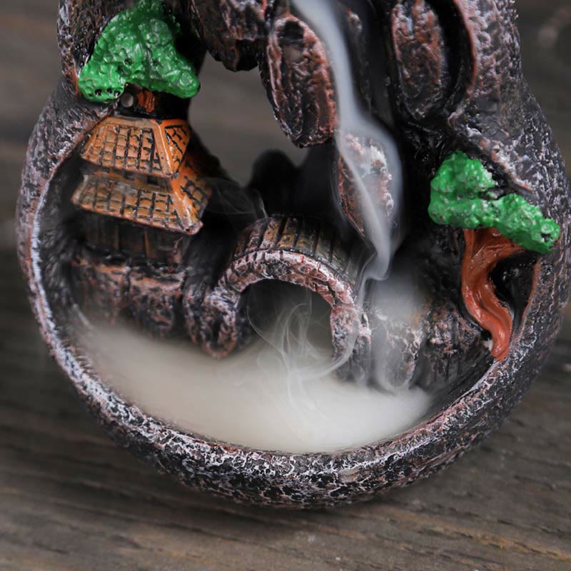 Nimara Ritual Mountain Bridges Pattern Meditation Resin Backflow Incense Burner