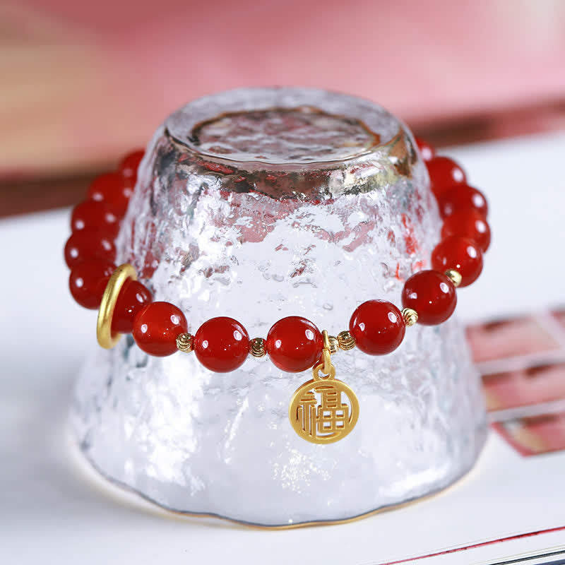 Nimara Ritual Natural Red Agate Blessing Letter Confidence Bracelet