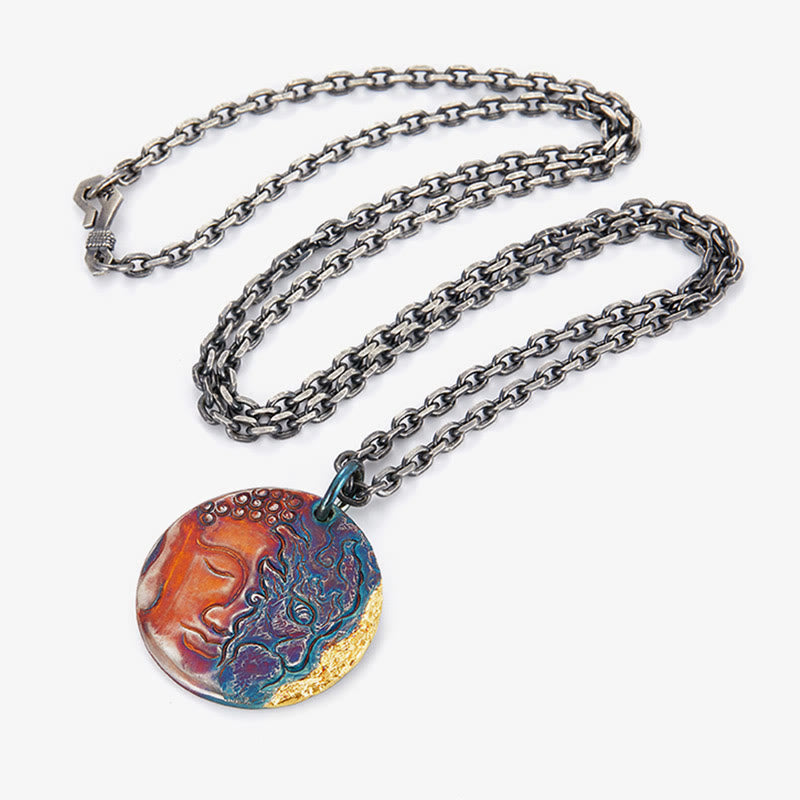 Nimara Ritual 999 Sterling Silver 24K Gold Half Demon Half Buddha Compassion Necklace Pendant