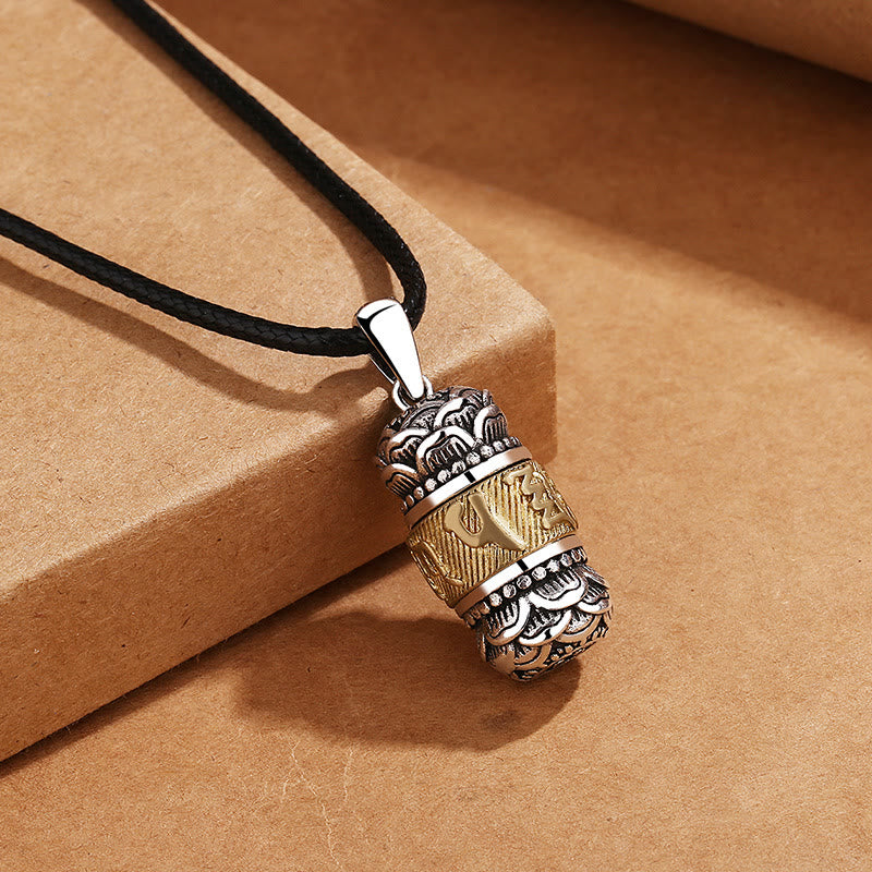 Nimara Ritual Tibet Om Mani Padme Hum Carved Wisdom Purity Chain Leather Rope Necklace Pendant