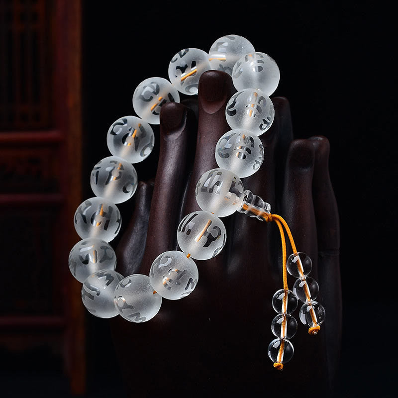 Nimara Ritual Tibet White Crystal Black Onyx Om Mani Padme Hum Meditation Bracelet