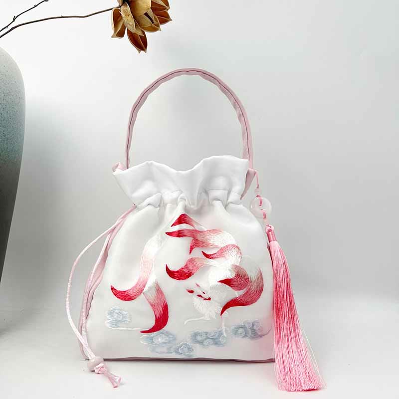 Nimara Ritual Suzhou Embroidery Rabbit Lotus Epiphyllum Peony Magnolia Silk Tote Crossbody Bag Shoulder Bag Handbag