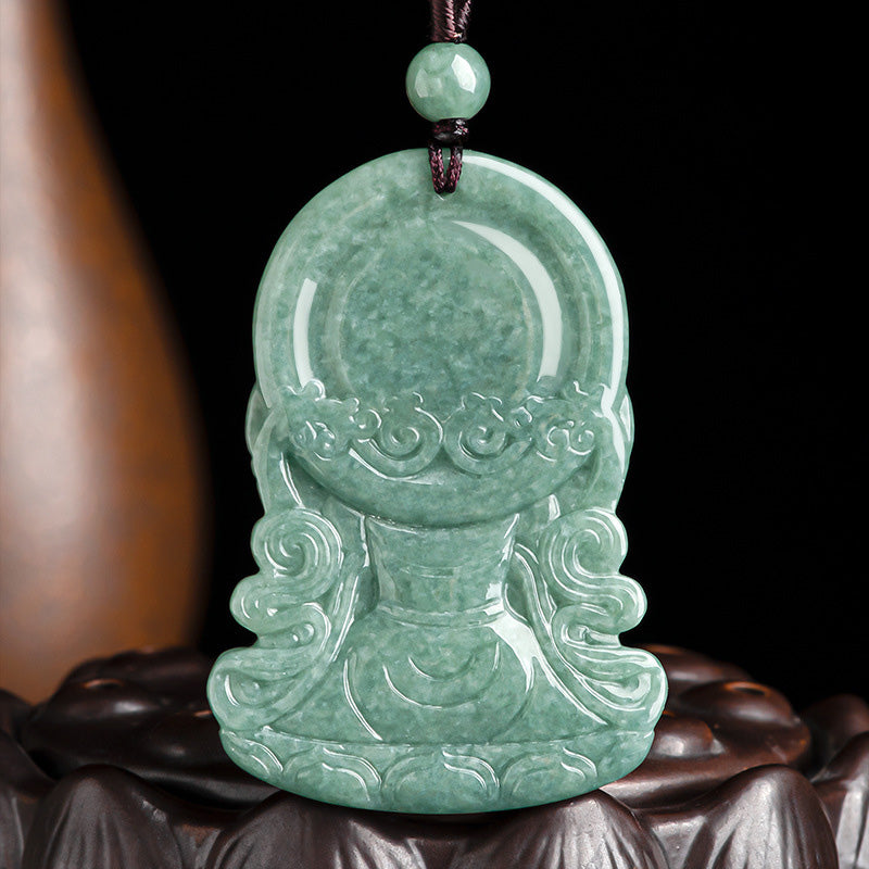 Nimara Ritual Four-armed Avalokitesvara Natural Jade Amulet Blessing String Necklace