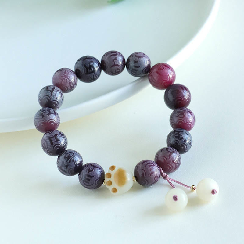 Nimara Ritual Bodhi Seed Om Mani Padme Hum Carved Harmony Bracelet