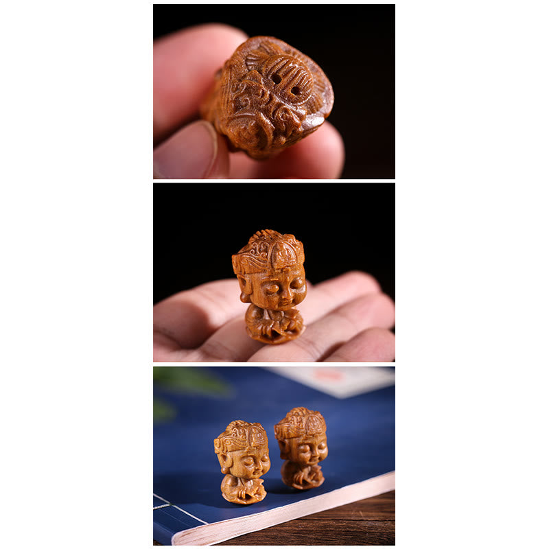 Nimara Ritual Chinese Zodiac Natal Buddha Green Sandalwood Lotus Engraved Positive Home Decoration