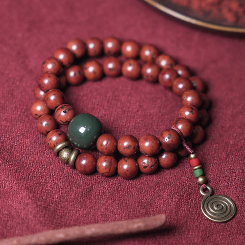 Nimara Ritual Bodhi Seed Cyan Jade Copper Peace Luck Bracelet