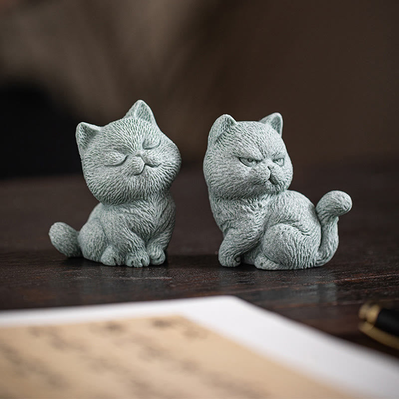 Nimara Ritual Small Cat Home Tea Pet Figurine Desk Decoration