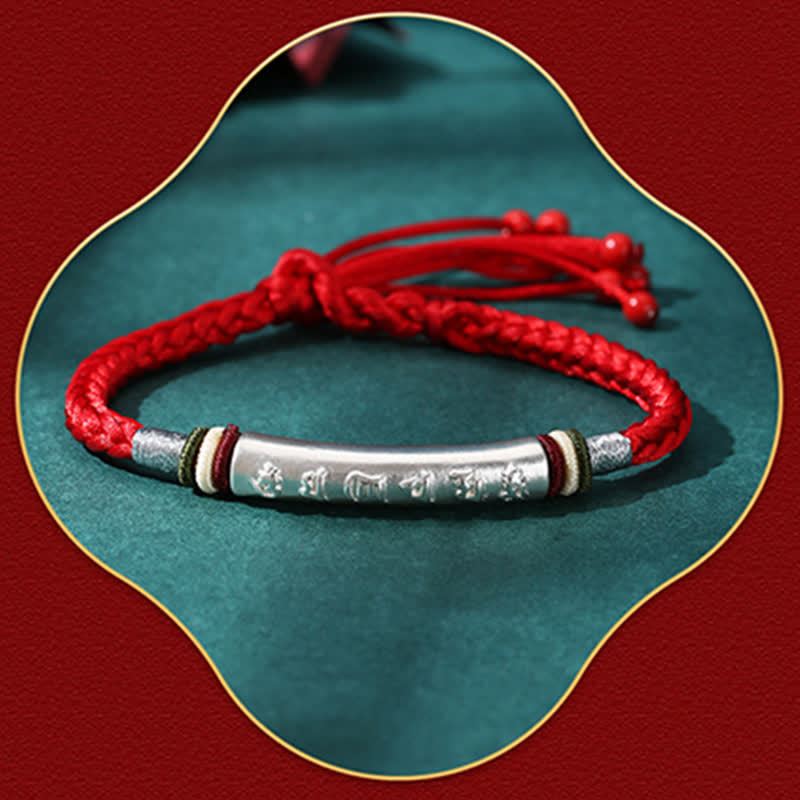 Nimara Ritual 999 Sterling Silver Om Mani Padme Hum Protection Strength String Bracelet