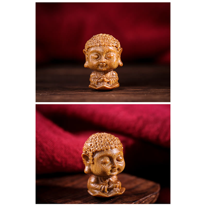 Nimara Ritual Chinese Zodiac Natal Buddha Green Sandalwood Lotus Engraved Positive Home Decoration