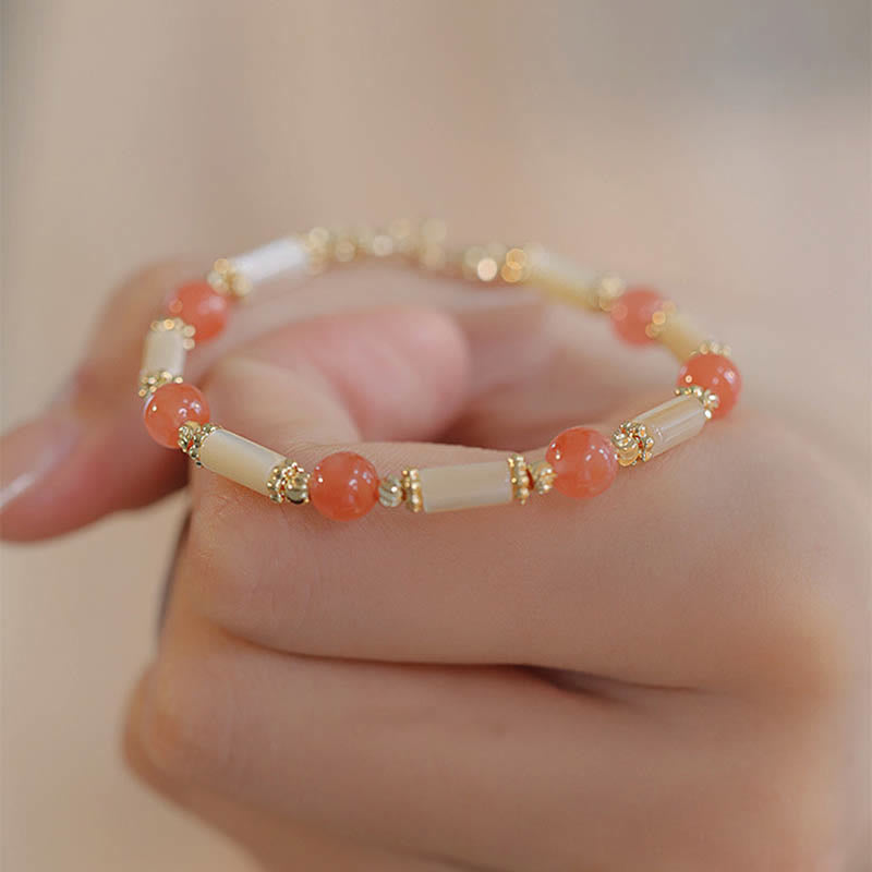 Nimara Ritual Tridacna Stone Red Agate Hetian Jade Blessing Bracelet