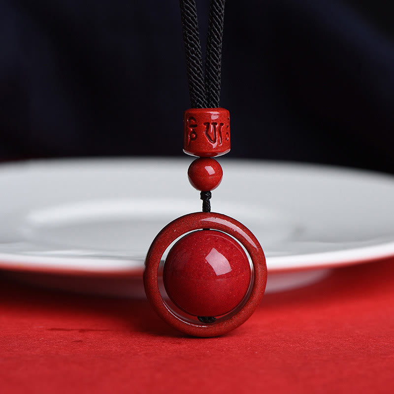 Nimara Ritual Cinnabar Om Mani Padme Hum PiXiu Blessing Lucky Bead Necklace Pendant