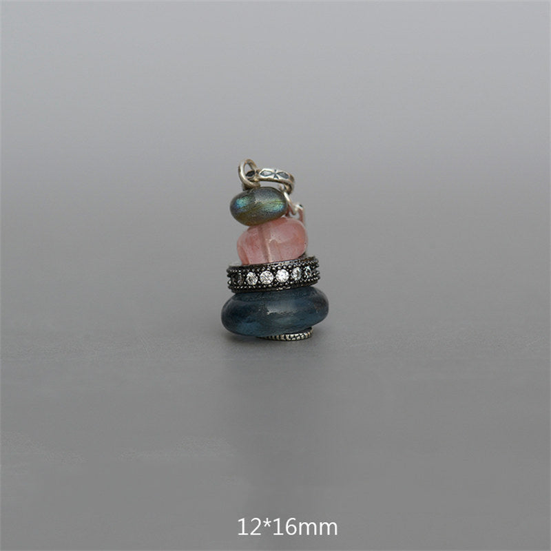 Nimara Ritual Zen Cairn Labradorite Various Crystals Calm Pendant Necklace