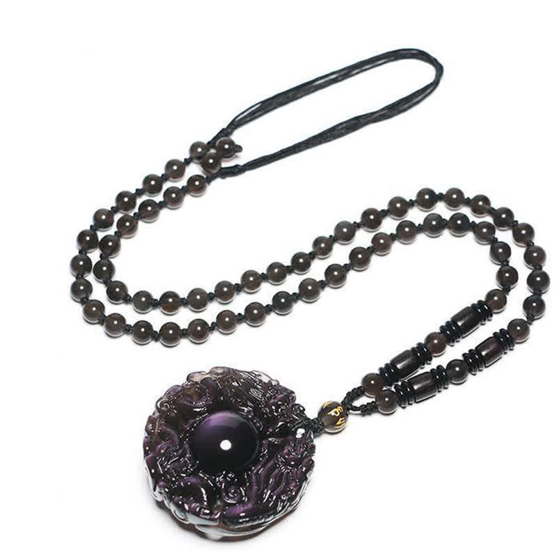 Nimara Ritual Natural Gold Sheen Obsidian Rainbow Obsidian Dragon Strength Necklace Pendant