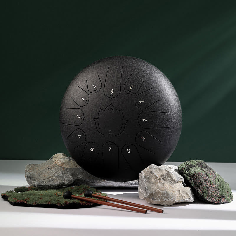 Nimara Ritual Steel Tongue Drum Sound Healing Mindfulness Lotus Pattern Yoga Drum Kit 13 Note 12 Inch Percussion Instrument