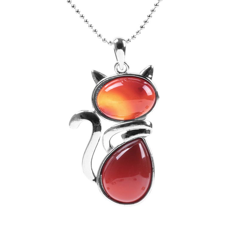 Nimara Ritual Cat Pattern Natural Crystal Protection Necklace Pendant