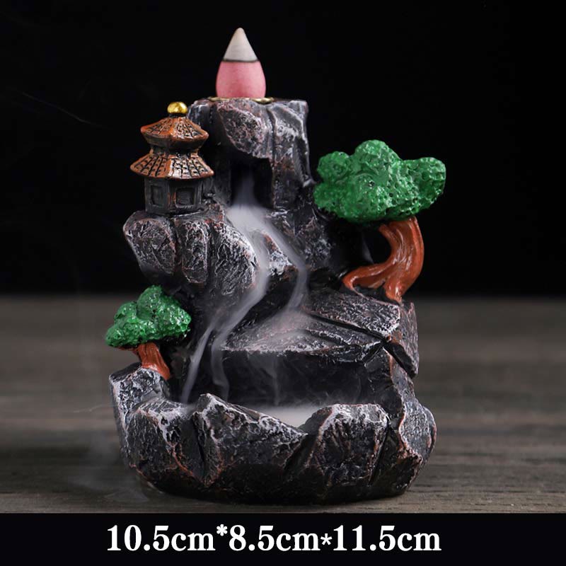 Nimara Ritual Mountain Bridges Pattern Meditation Resin Backflow Incense Burner