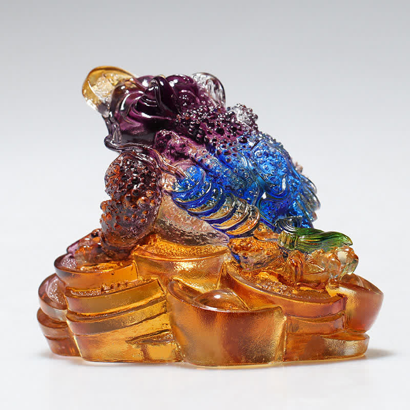 Nimara Ritual Feng Shui Frog Handmade Liuli Crystal Art Piece Wealth Home Office Decoration