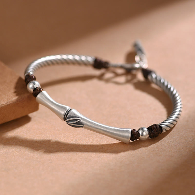 Nimara Ritual 999 Sterling Silver Bamboo Pattern Cicada Luck Wealth Bracelet