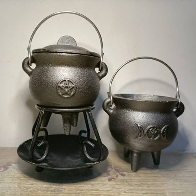 Nimara Ritual Cast Iron Cauldron Prayer Altar Burning Holder Incense Sage Smudging Rituals Use Items