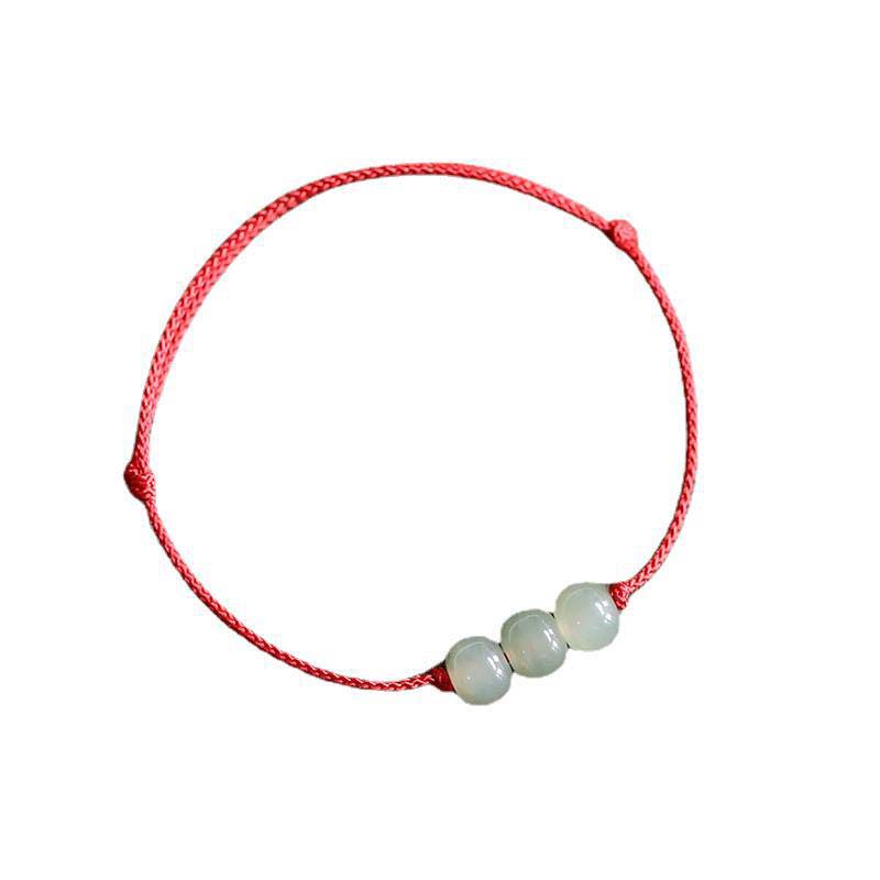 Nimara Ritual Three Beads Jade Luck String Weave Bracelet