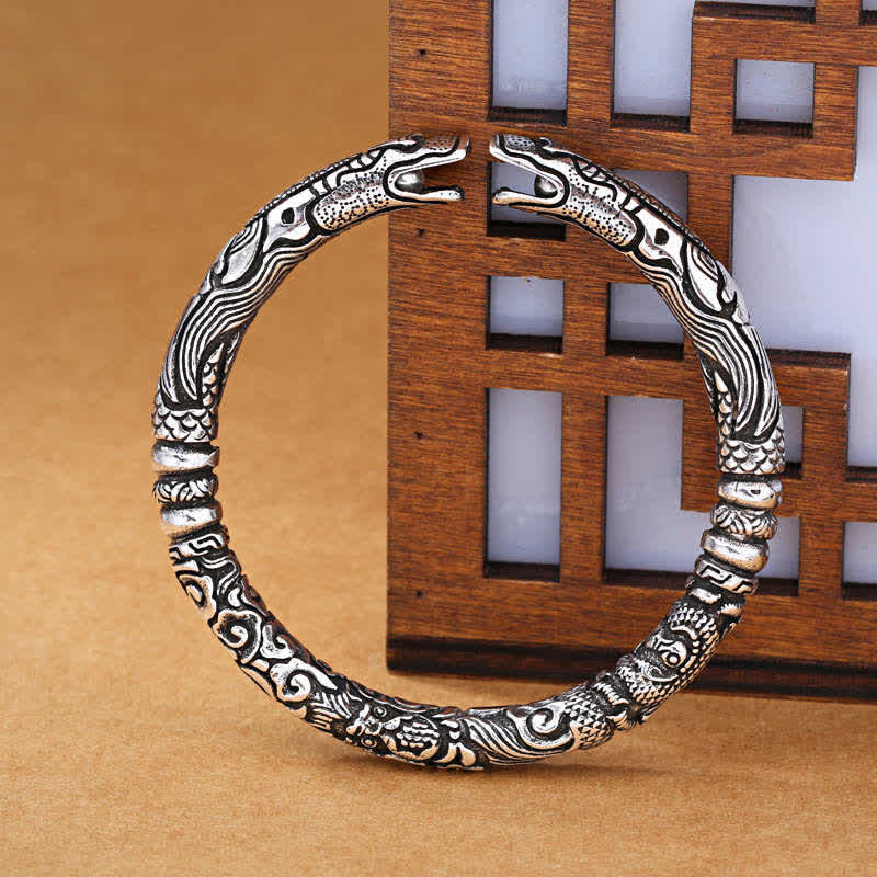 Nimara Ritual Dragon Head Carved Luck Bracelet Bangle