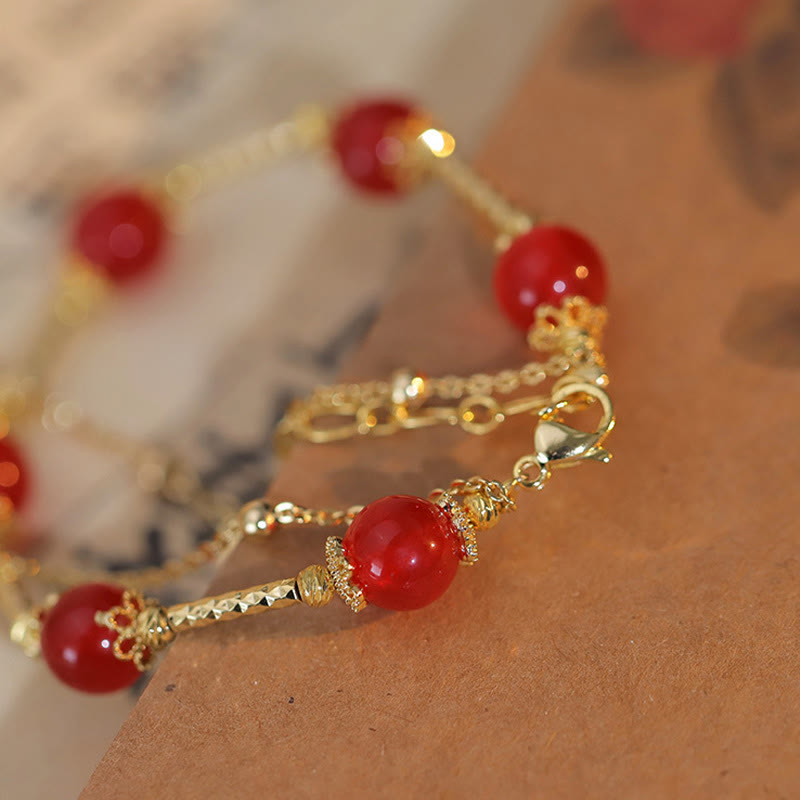 Nimara Ritual Red Agate Fu Character Charm Self-acceptance Bracelet