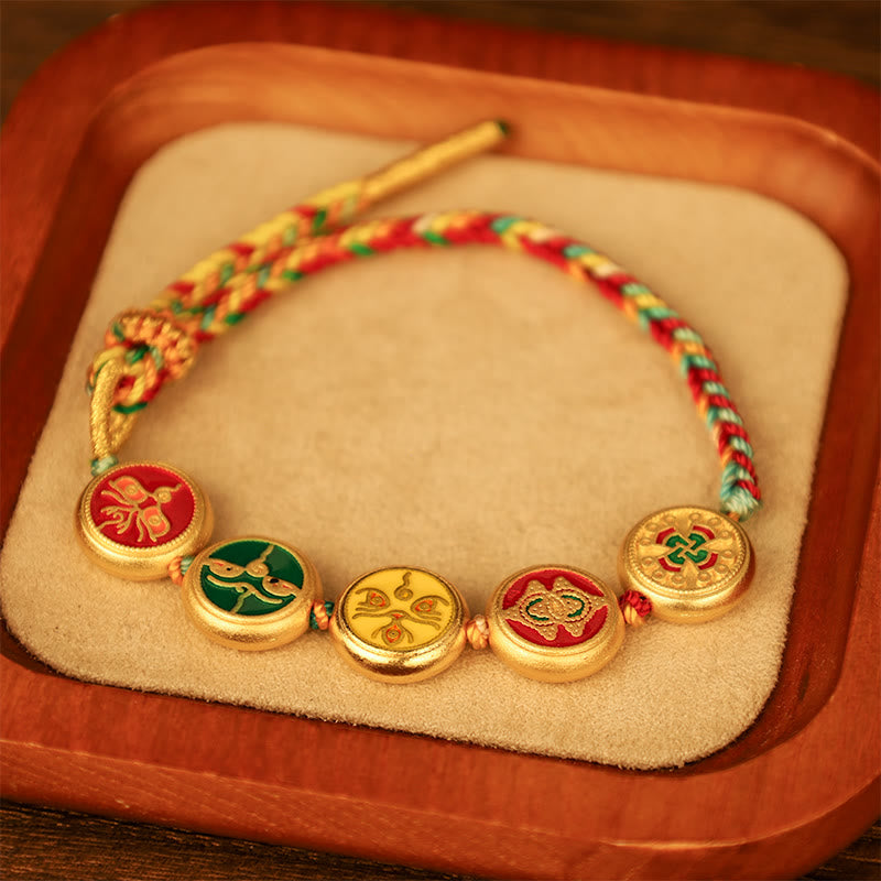 Nimara Ritual Tibetan Five God Of Wealth Colorful Rope Braided Luck Bracelet