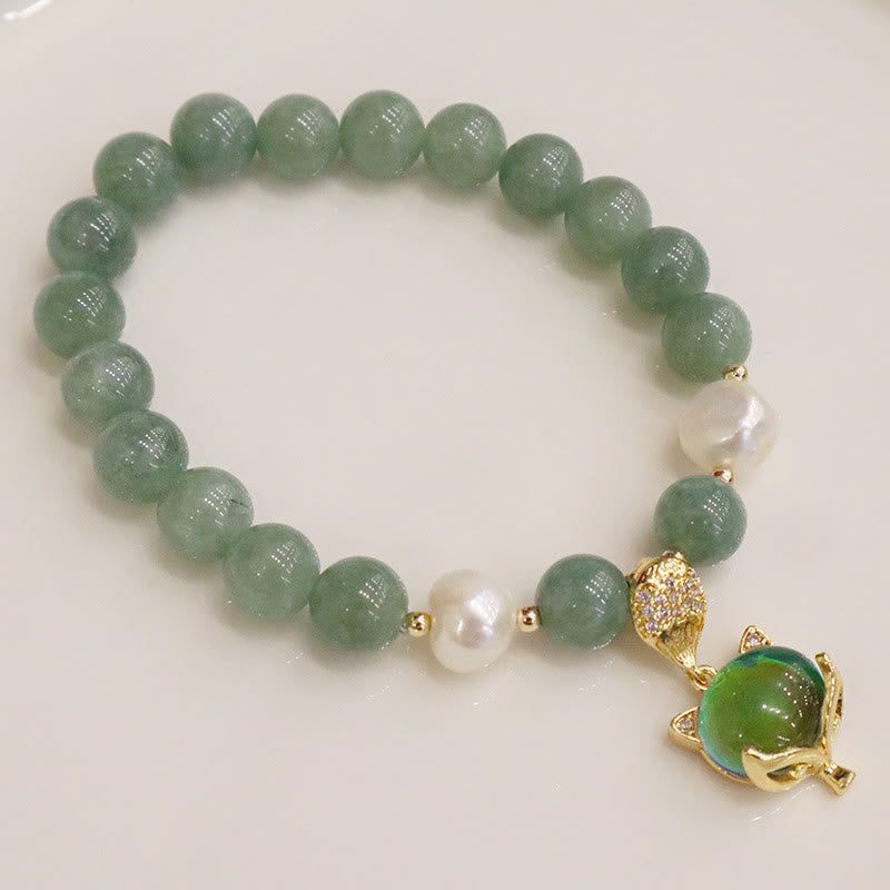 Nimara Ritual Jade Pearl Color-Changing Fox Charm Luck Bracelet