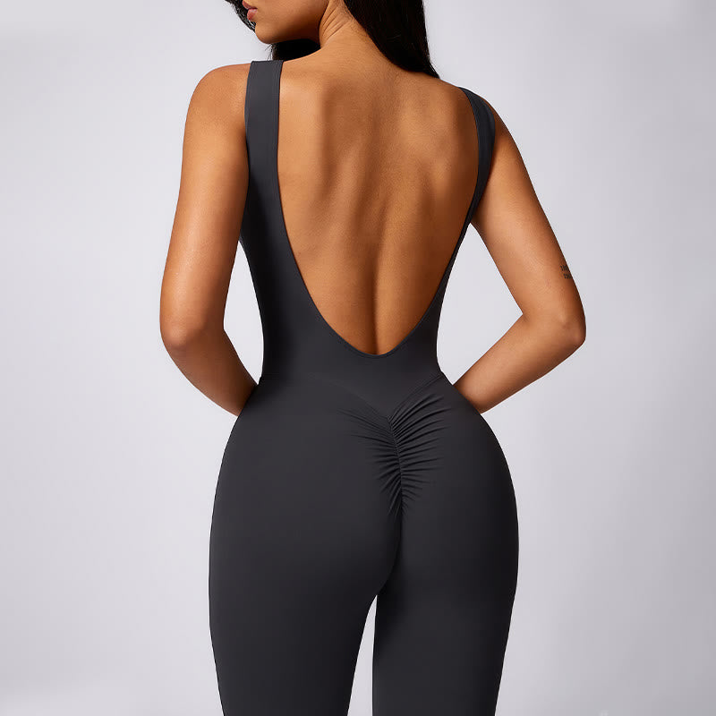 Nimara Ritual Women Casual Sleeveless Jumpsuit Flare Pants Sports Fitness Yoga Bodysuit