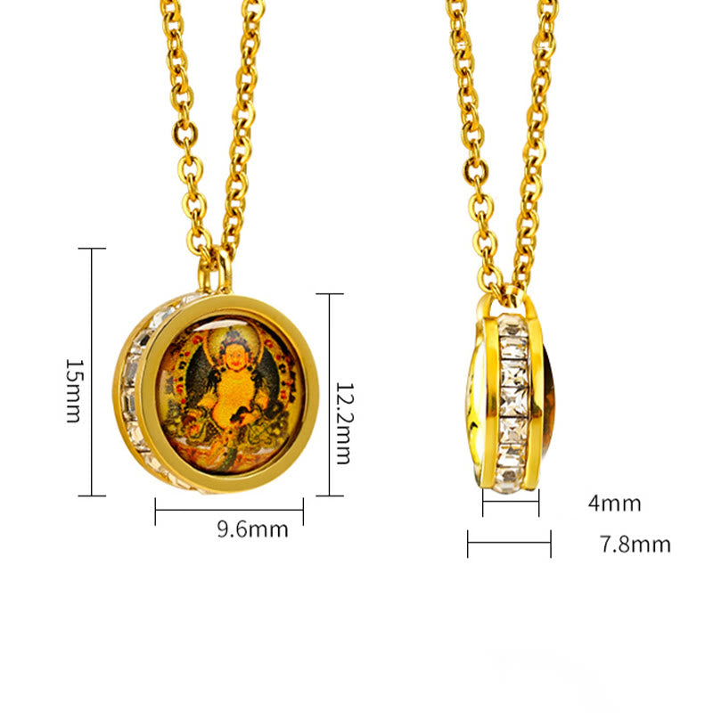 Nimara Ritual Tibetan Yellow God Of Wealth Green Tara Buddha Serenity Titanium Steel Necklace Pendant