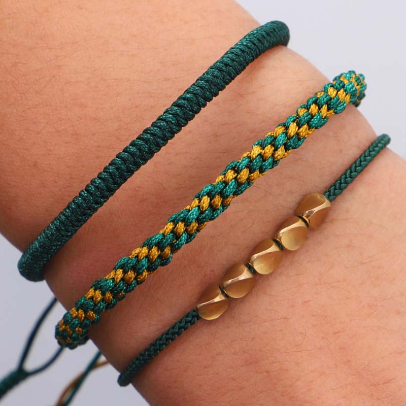 Nimara Ritual 3 PCS Tibetan Copper Beads Healing Protection Luck Bracelet Set