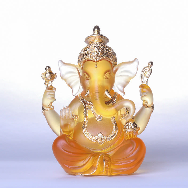 Nimara Ritual Handmade Ganesh Ganpati Elephant Figurine Liuli Crystal Art Piece Protection Statue Home Decoration