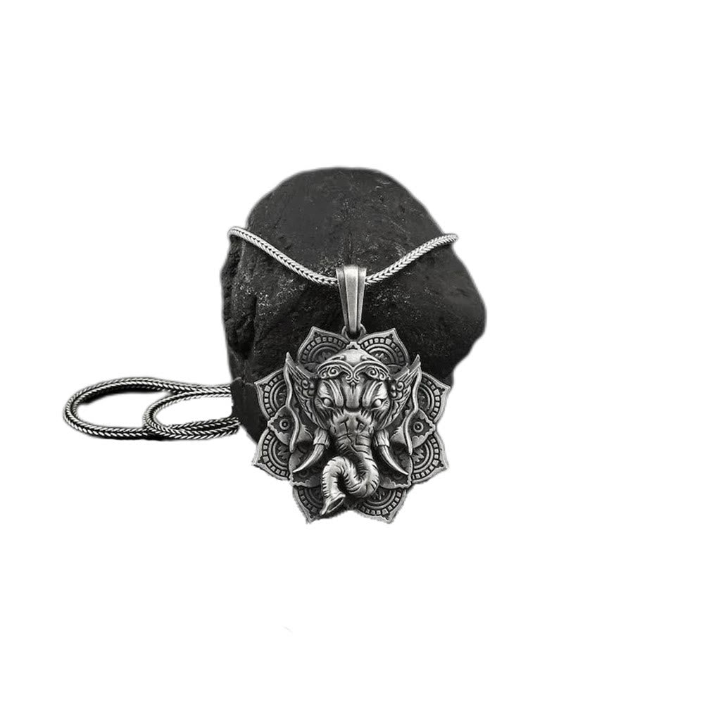 Nimara Ritual Pure Tin Ganesh Ganpati Elephant Protection Amulet Necklace Pendant